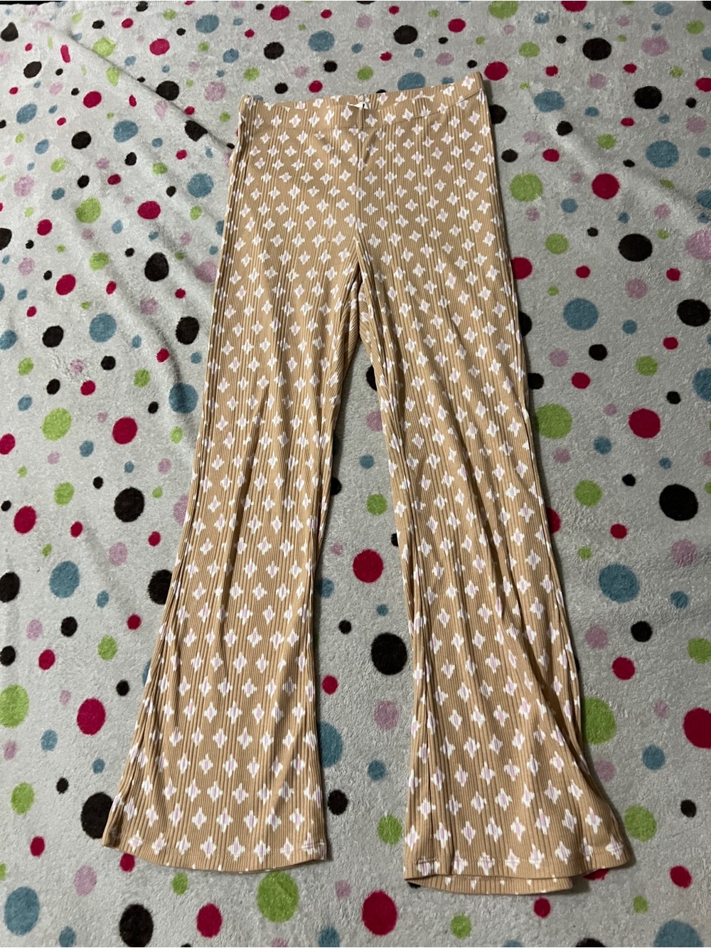 New aerie Beige Patterned Flare Pants
